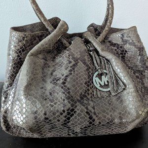 EUC Michael Kors Chain Gather Snake Python embossed Tote Shoulder Bag